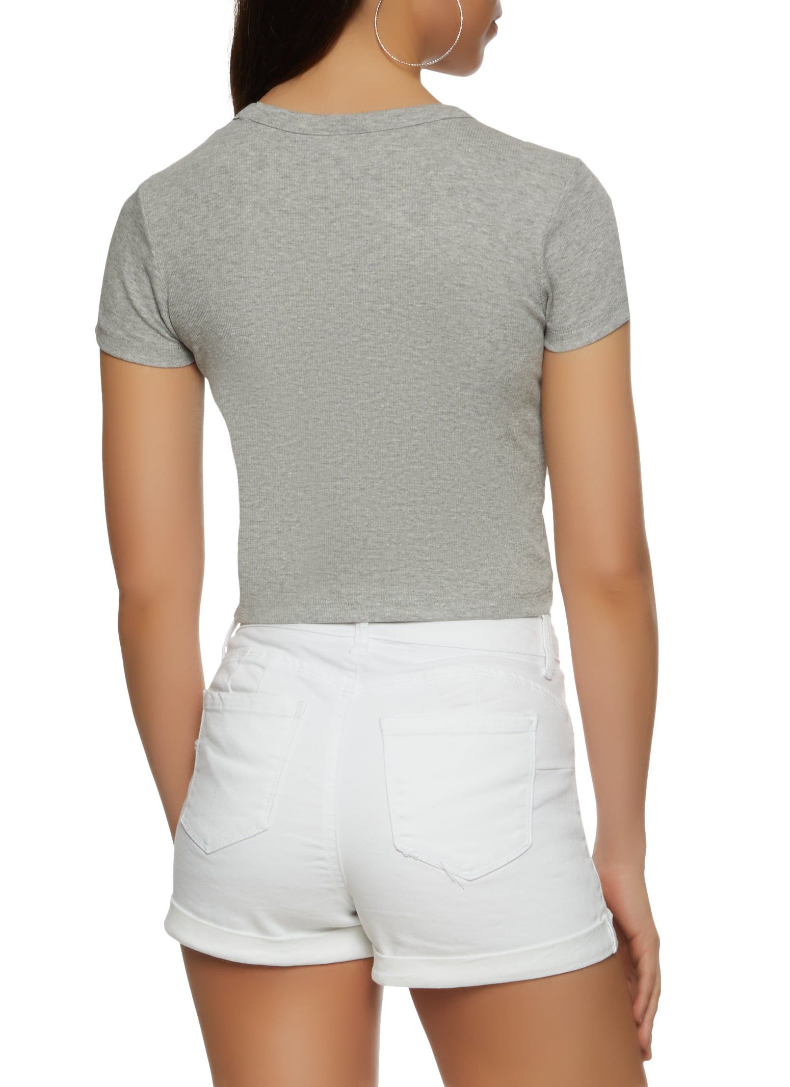 Basic Crew Neck Cropped T Shirt sold by Rainbow product image thumbnail 2