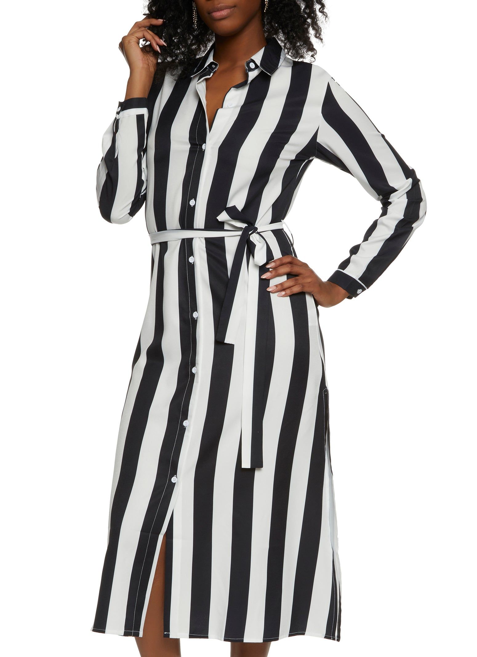 Patterned Maxi Shirt Dress sold by Rainbow