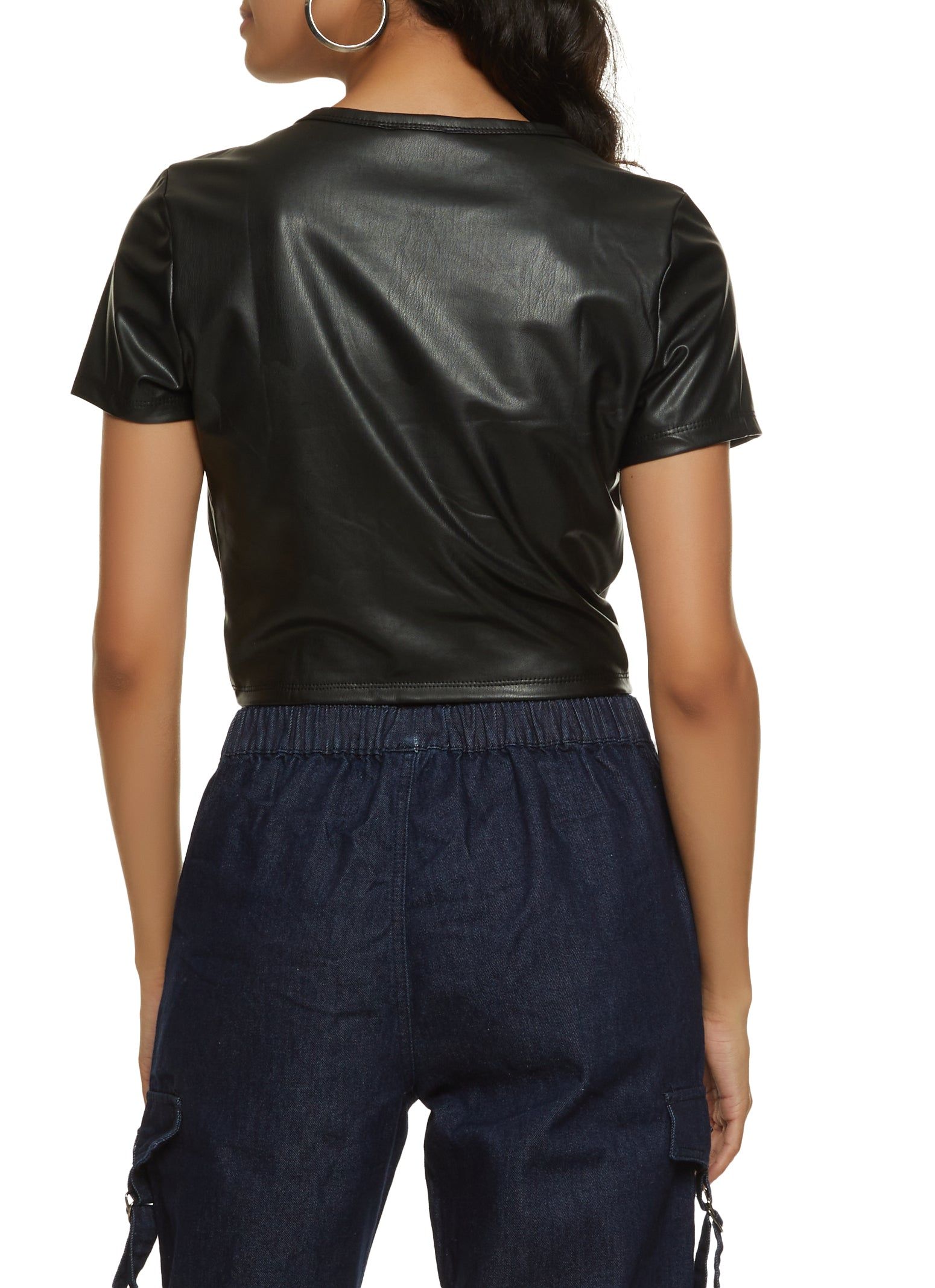 Faux Leather Twist Front Crop Top sold by Rainbow product image thumbnail 2