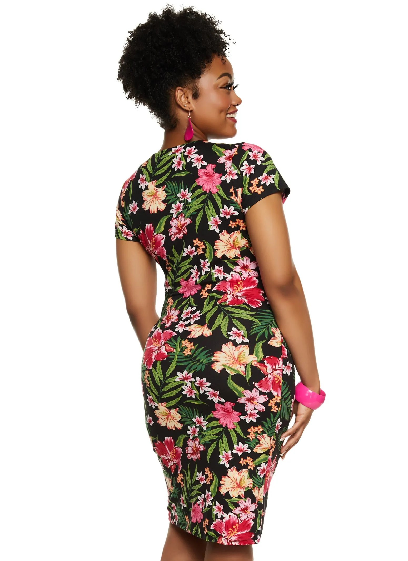 Plus Size Floral Print Mock Neck Midi Dress sold by Rainbow product image thumbnail 3
