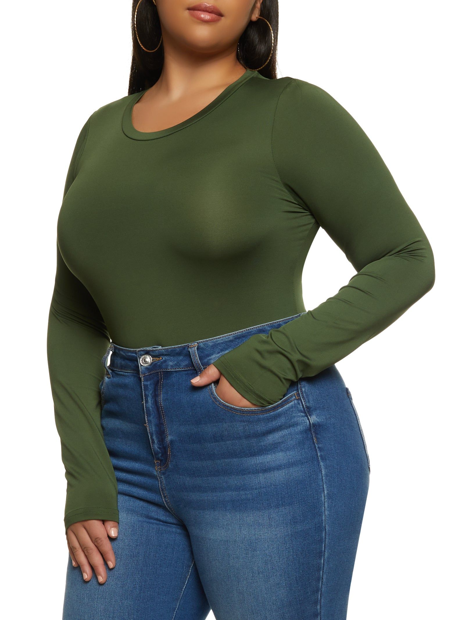 Plus Size Crew Neck Long Sleeve Bodysuit sold by Rainbow product image thumbnail 2