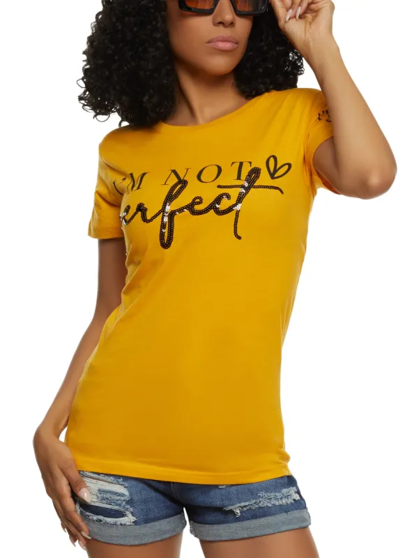 Im Not Perfect Im Limited Edition Sequin Graphic Tee sold by Rainbow