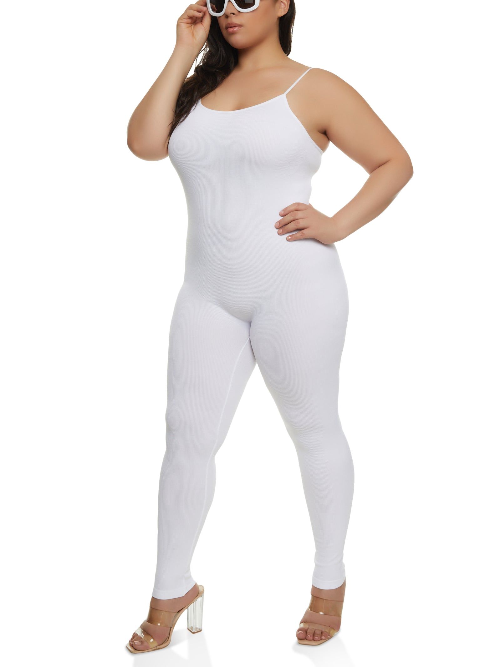 Plus Size Seamless Scoop Neck Cami Catsuit sold by Rainbow