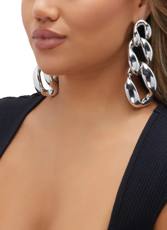Metallic Jumbo Chain Link Drop Earrings sold by Rainbow