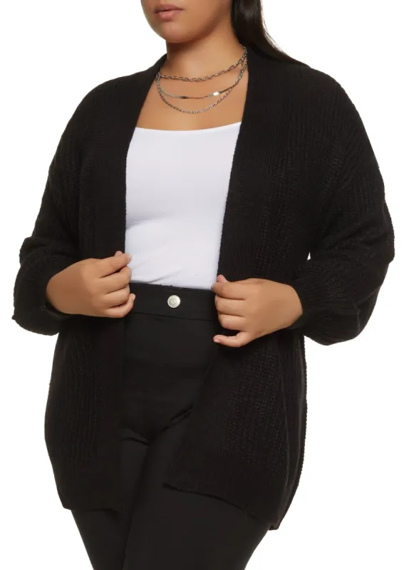 Plus Size Knit Open Front Cardigan sold by Rainbow
