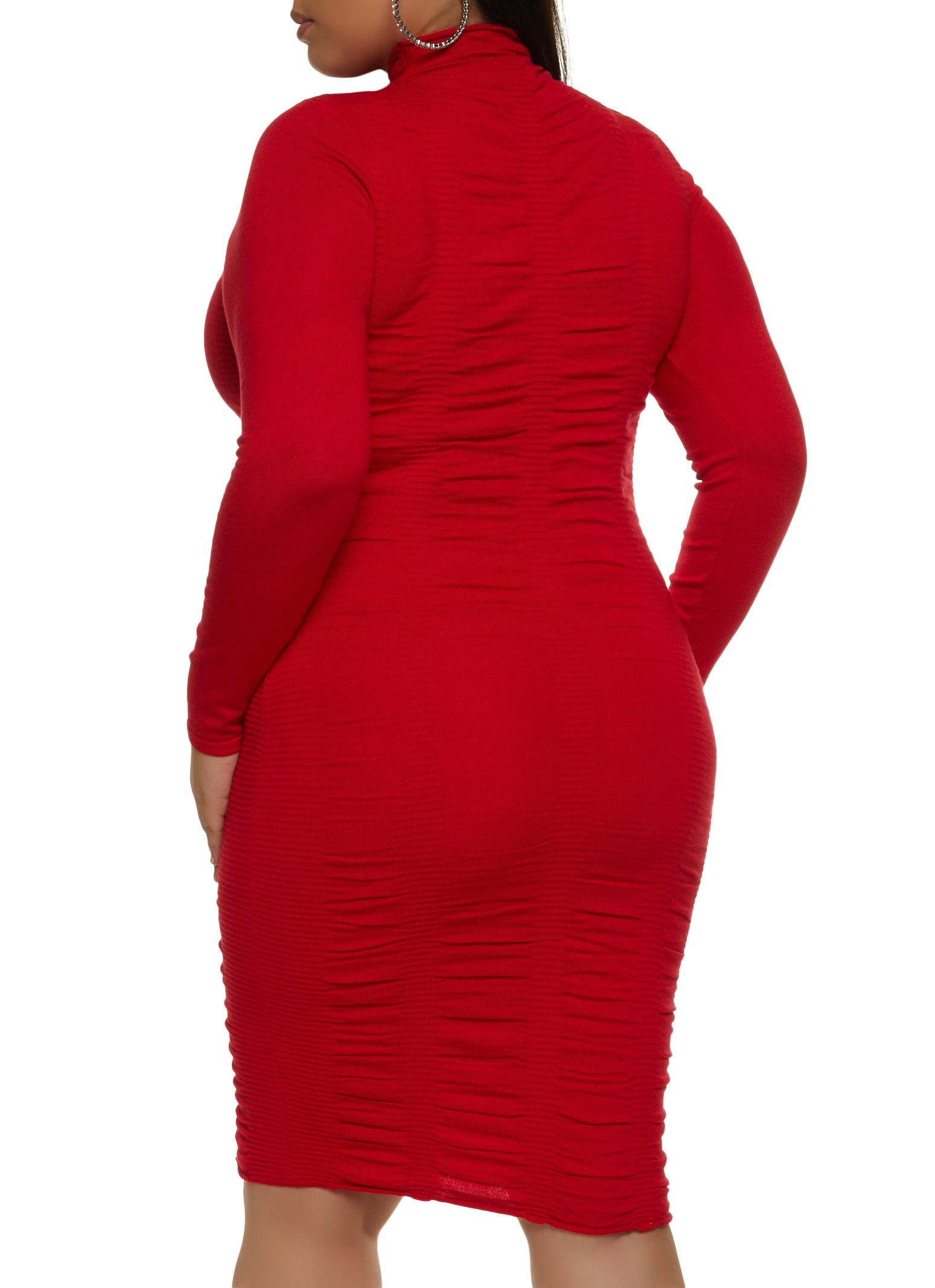 Plus Size Mock Neck Ruched Midi Dress sold by Rainbow product image thumbnail 3