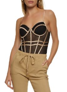Mesh Caged Trim Bodysuit sold by Rainbow