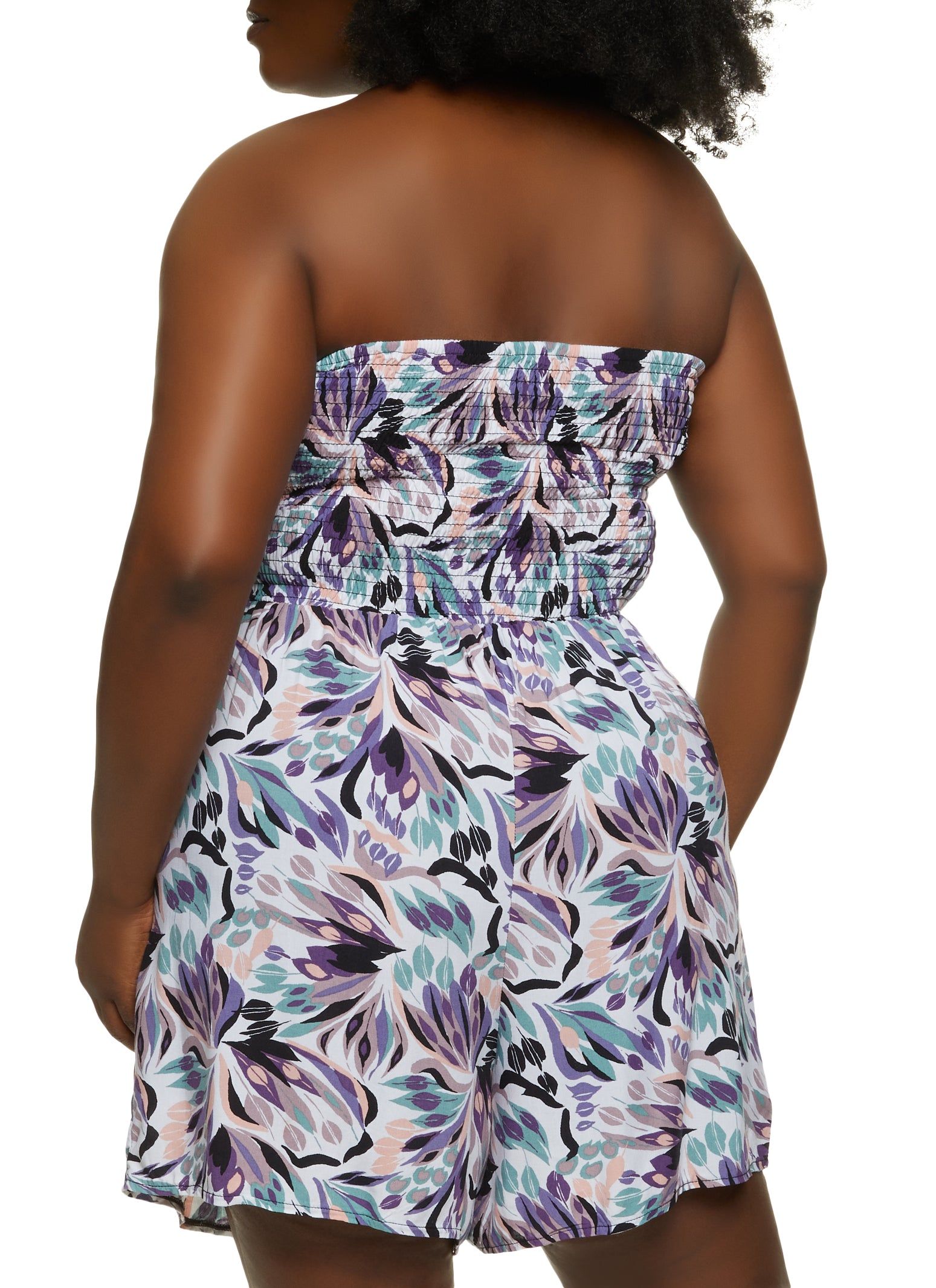 Plus Size Printed Smocked Tube Romper sold by Rainbow product image thumbnail 2