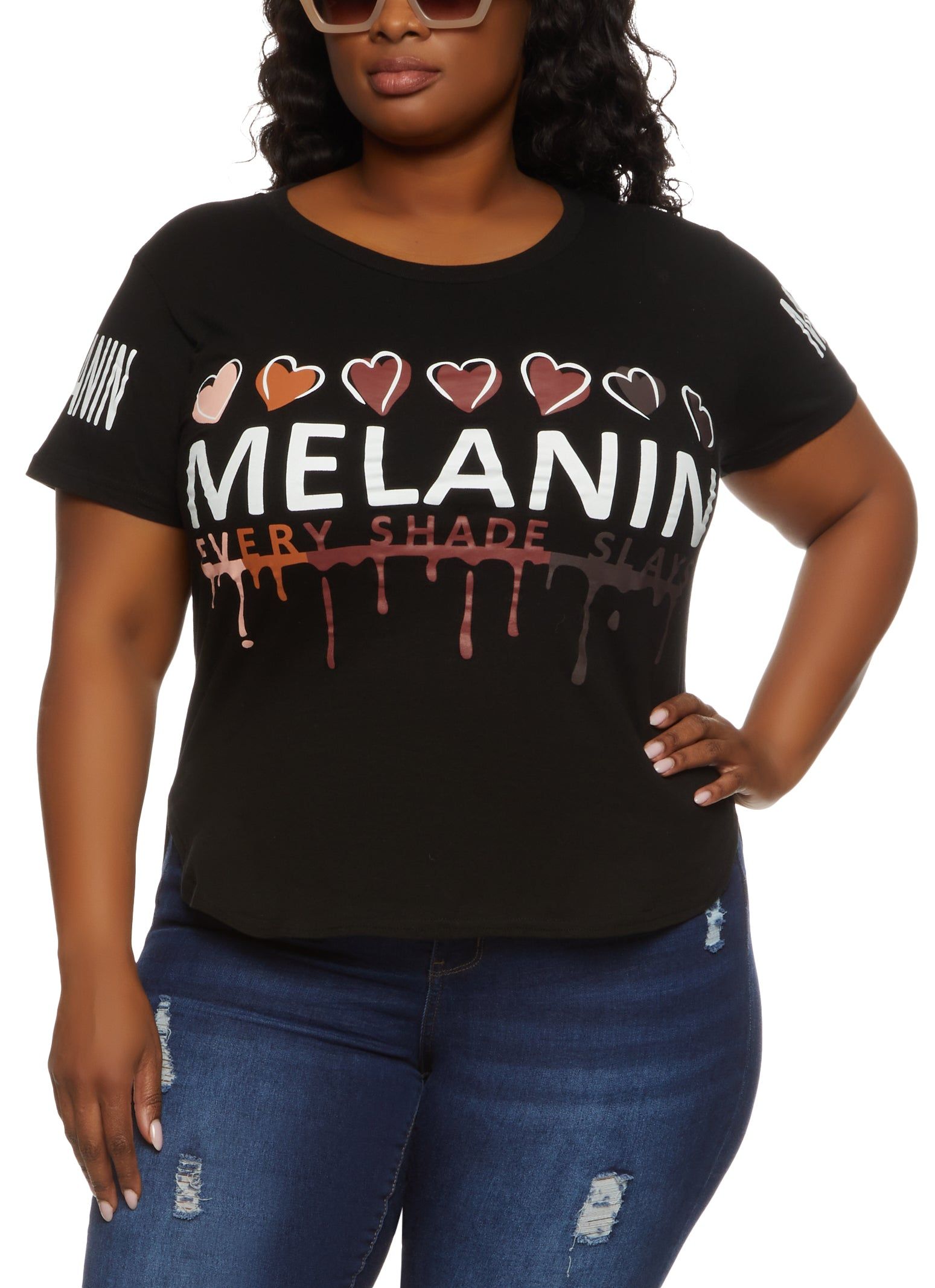 Plus Size Melanin Every Shade Slays Graphic Tee sold by Rainbow