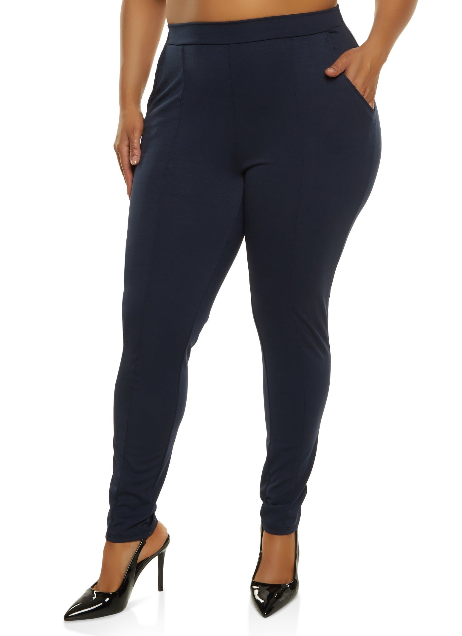 Plus Size Ponte Pintuck Pull On Pants sold by Rainbow