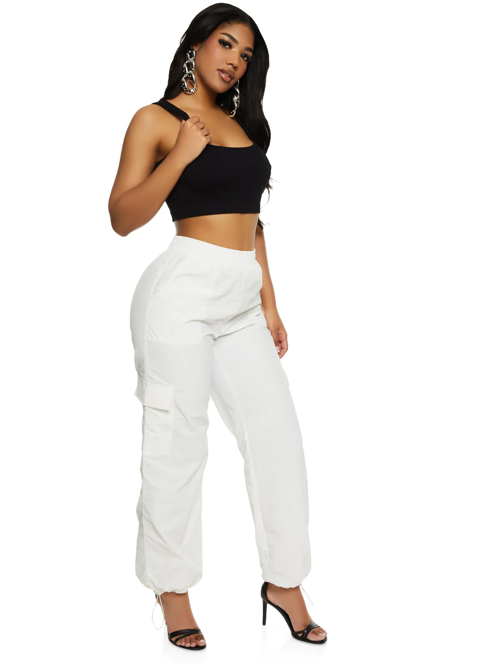 Iris Nylon Toggle Drawstring Hem Cargo Pants sold by Rainbow