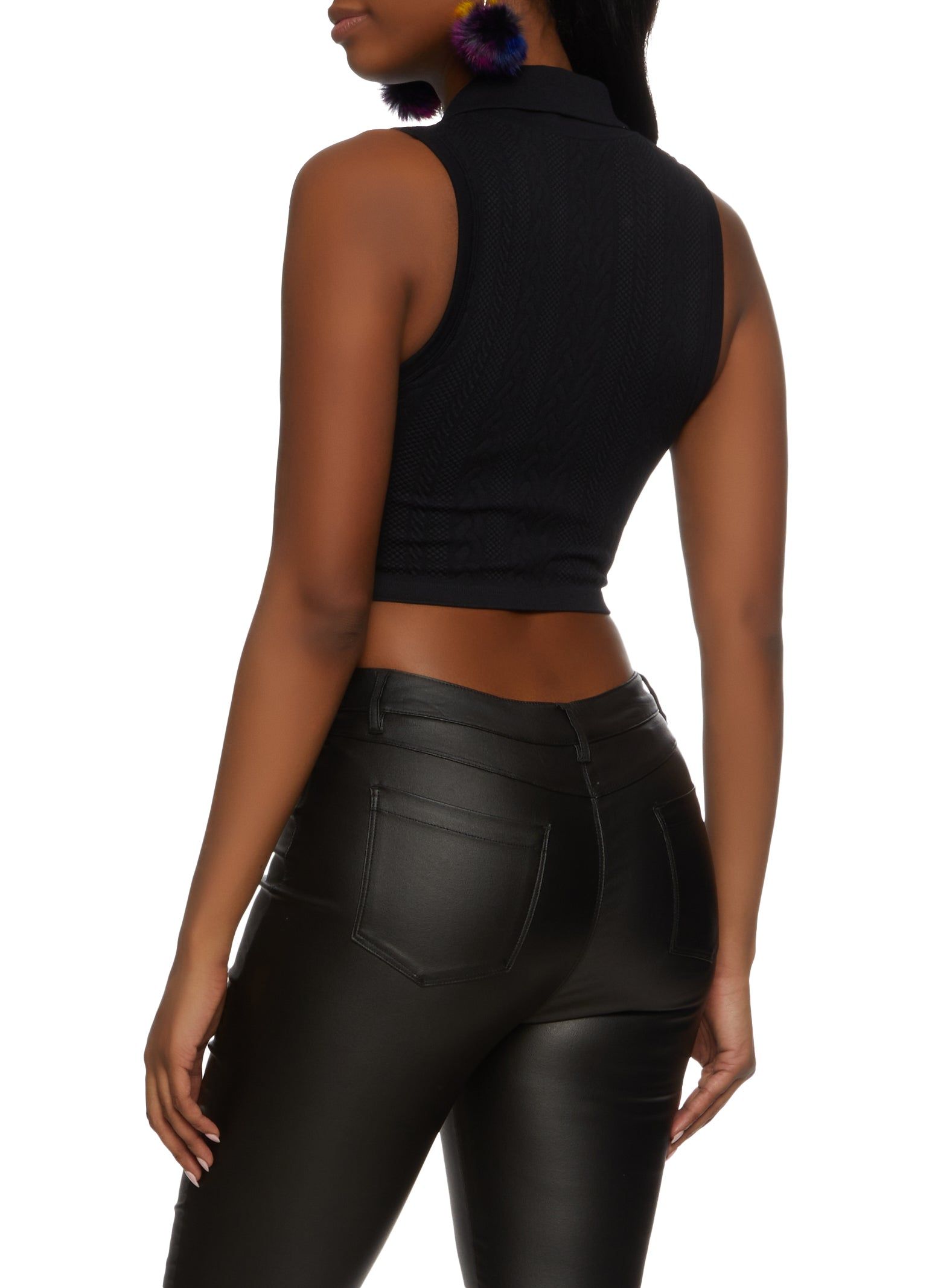 Seamless Sleeveless Johnny Collar Crop Top sold by Rainbow product image thumbnail 2