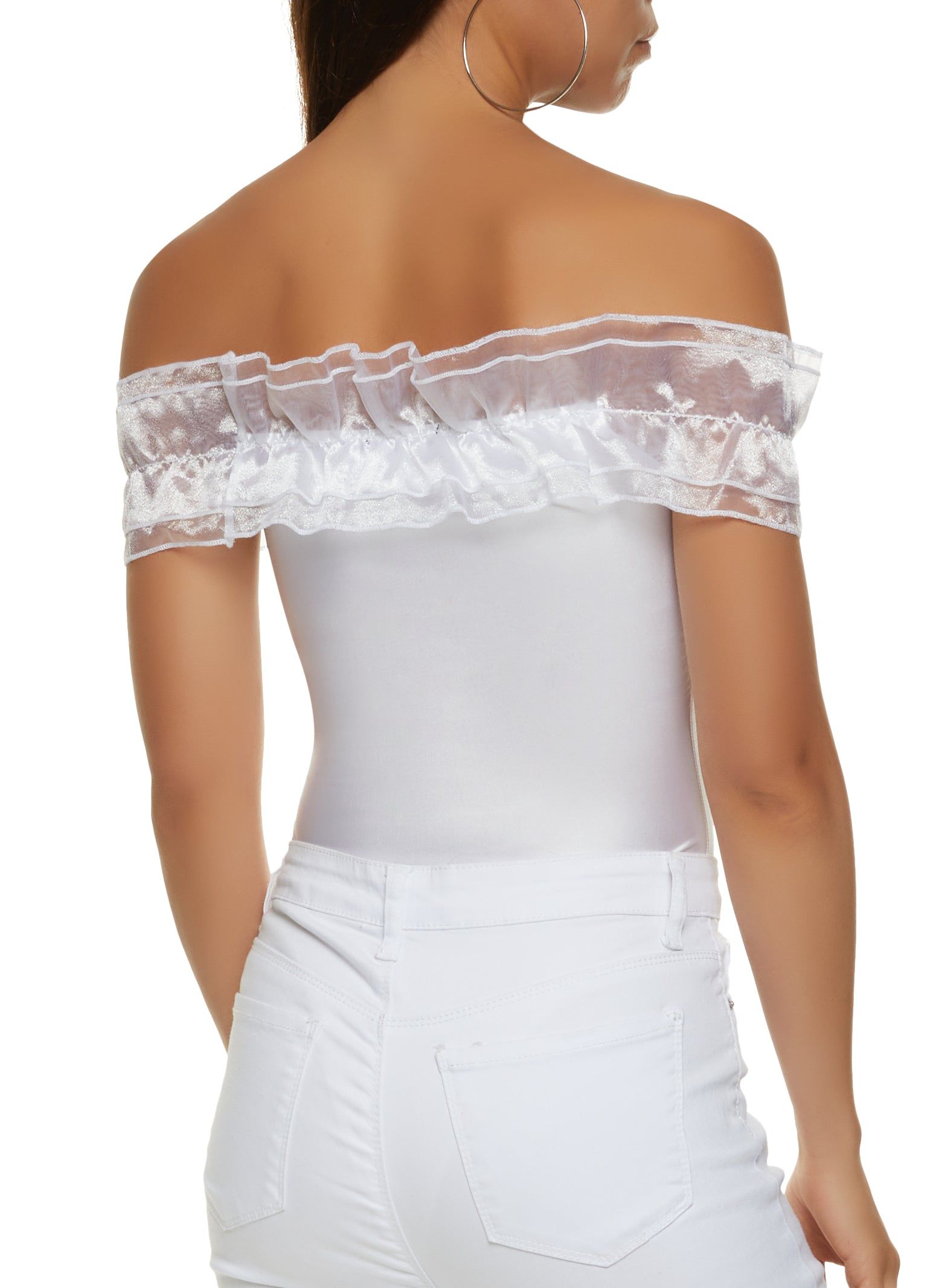 Ruffle Trim Off the Shoulder Bodysuit sold by Rainbow product image thumbnail 3
