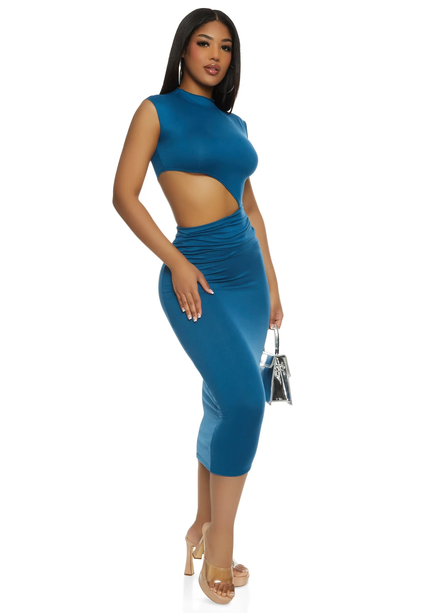 Ruched Cut Out Bodycon Maxi Dress sold by Rainbow product image thumbnail 2