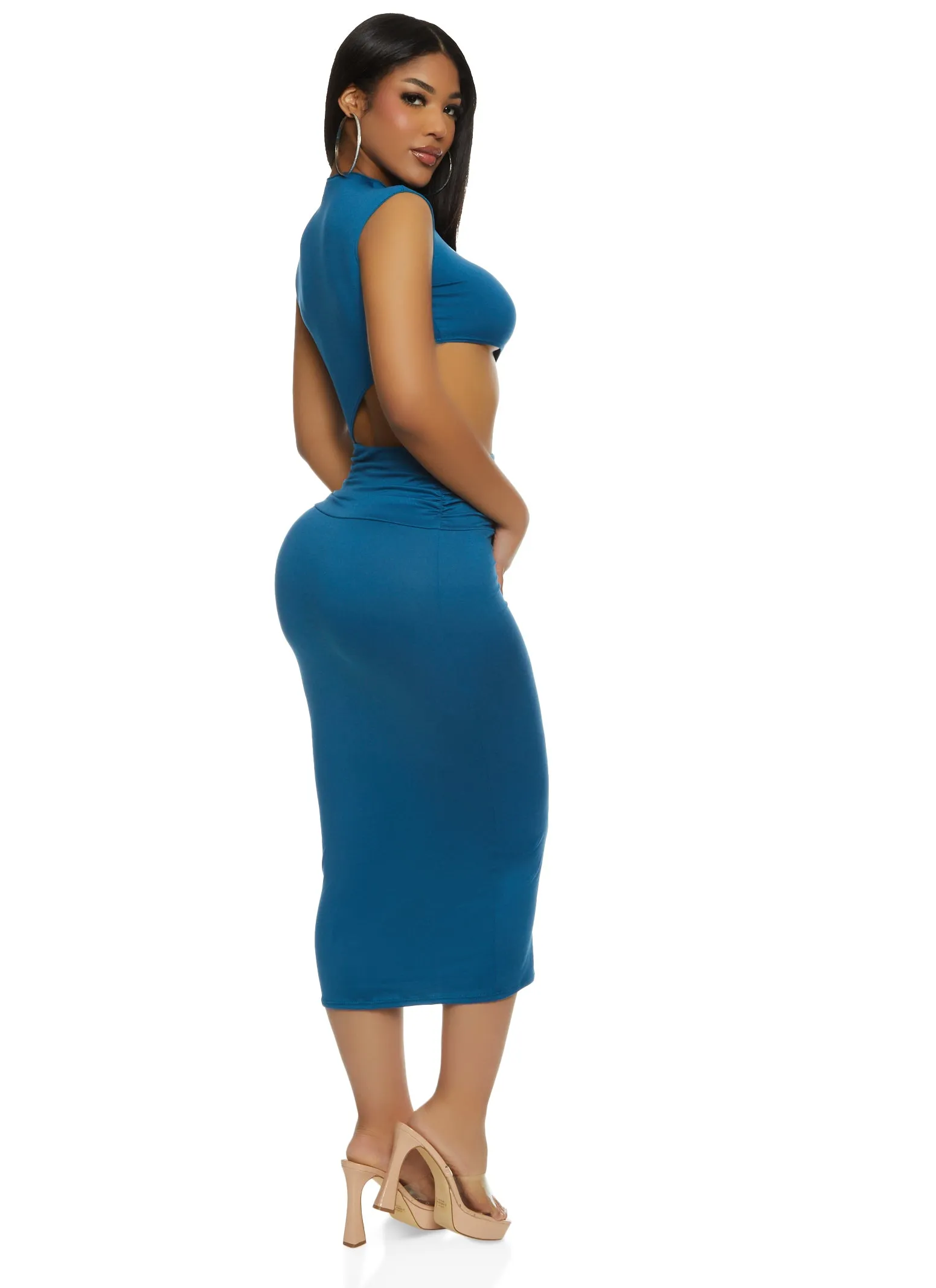 Ruched Cut Out Bodycon Maxi Dress sold by Rainbow product image thumbnail 3