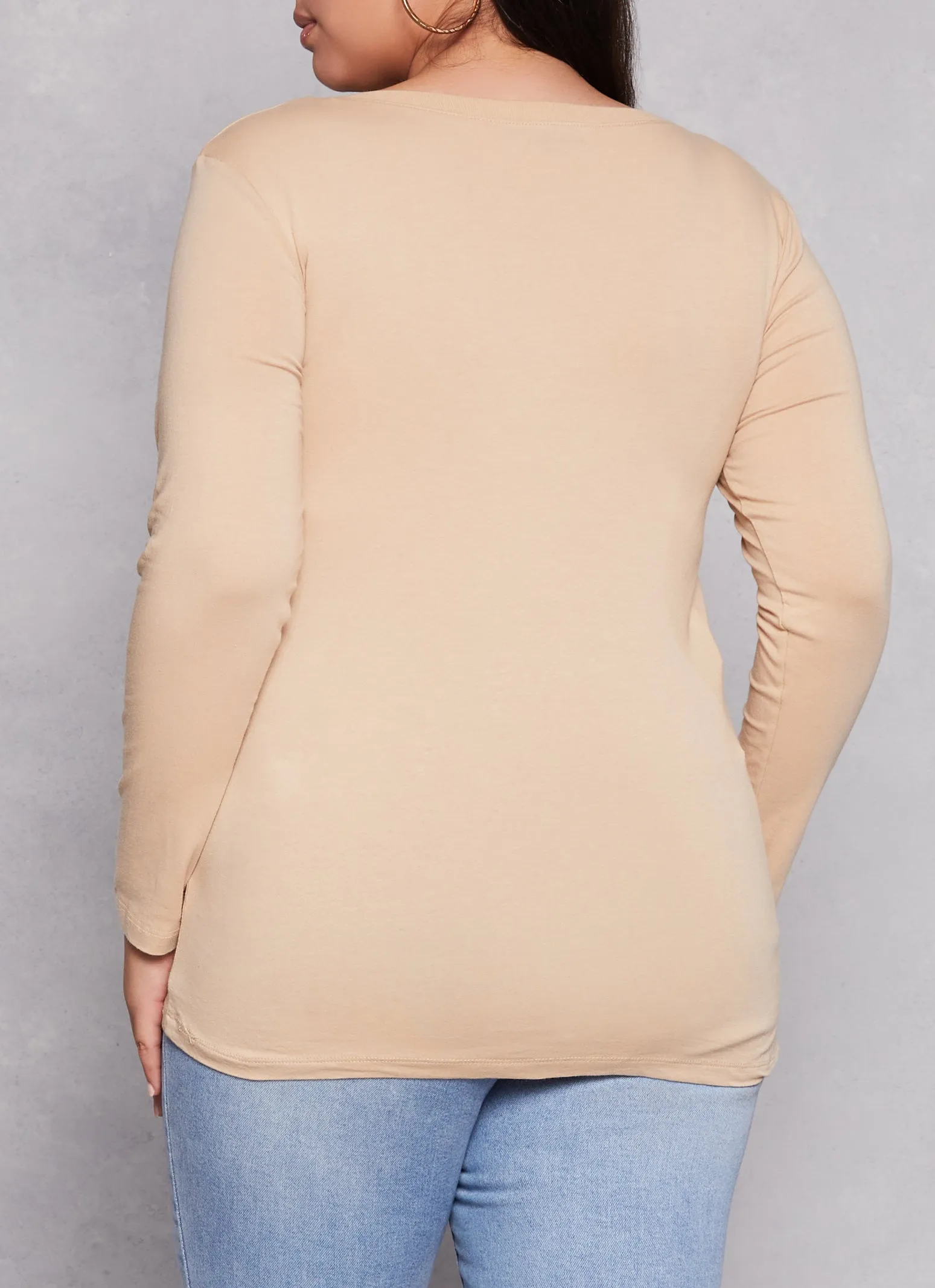 Plus Size Basic Scoop Neck Long Sleeve T Shirt sold by Rainbow product image thumbnail 3