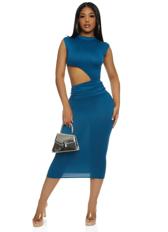 Ruched Cut Out Bodycon Maxi Dress sold by Rainbow