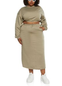 Plus Size Fleece Drawstring Hem Cropped Sweatshirt sold by Rainbow