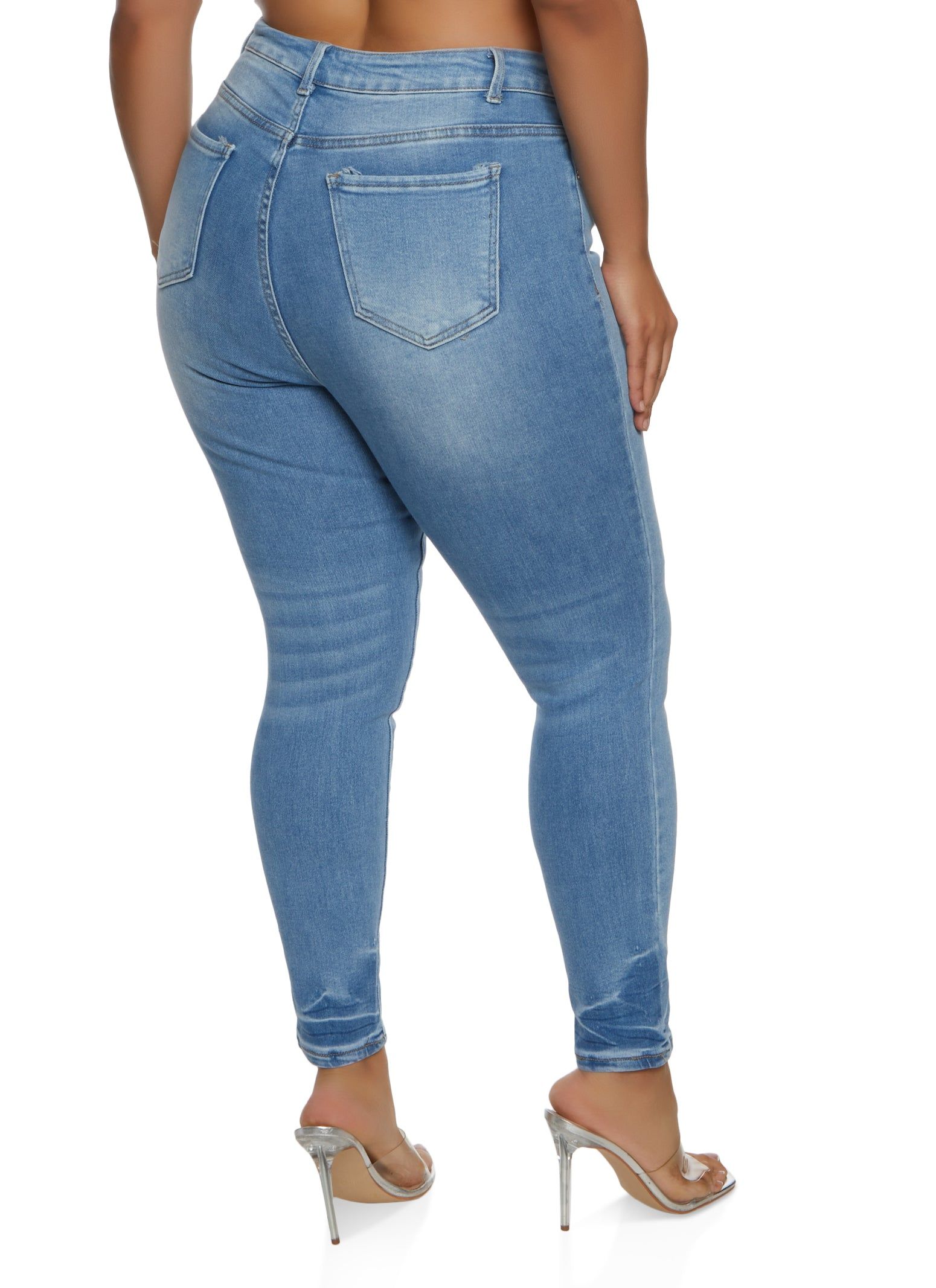 Plus Size WAX High Waisted Whiskered Skinny Jeans sold by Rainbow product image thumbnail 2