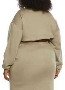 Plus Size Fleece Drawstring Hem Cropped Sweatshirt sold by Rainbow
