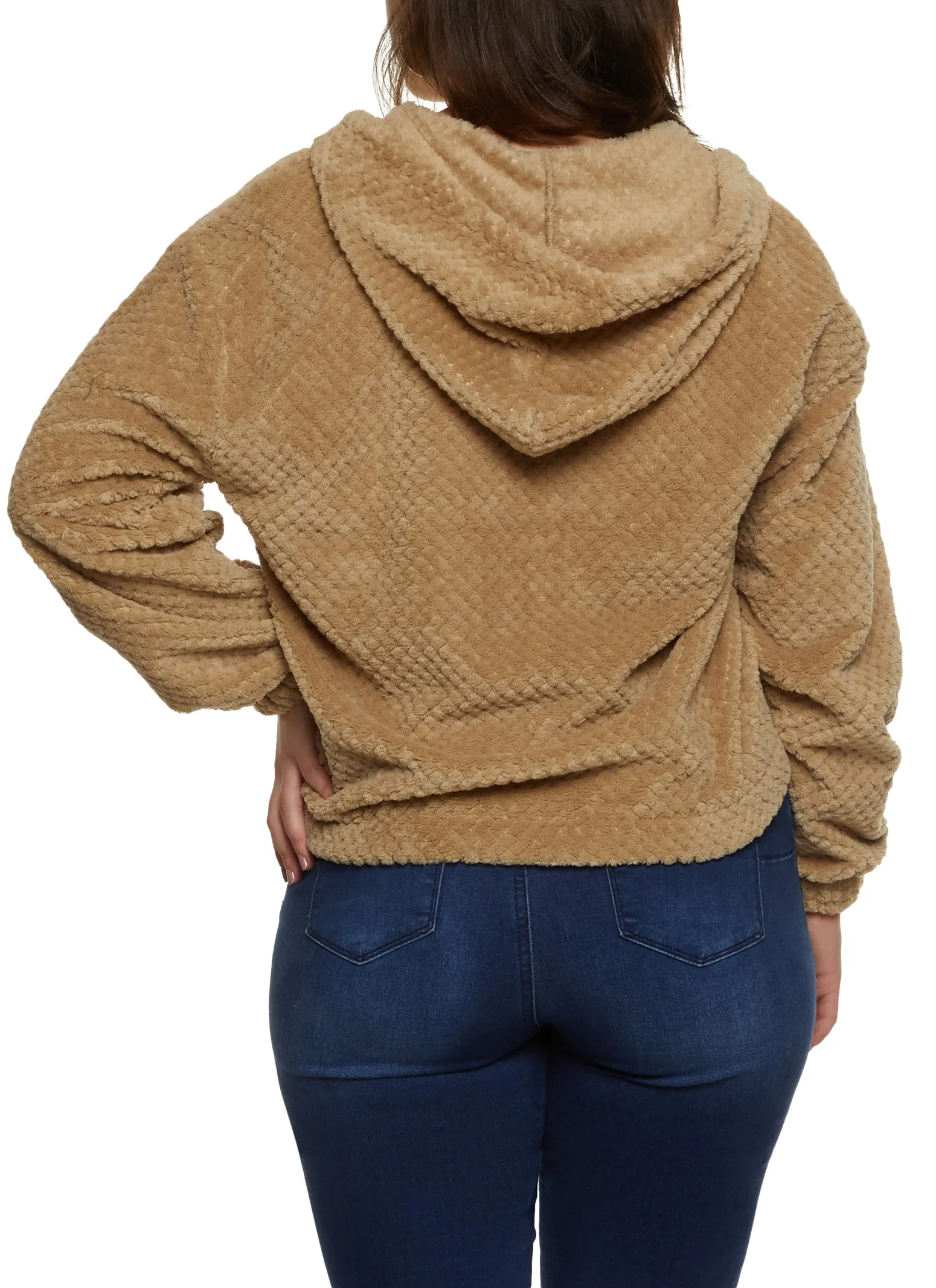 Plus Size Faux Fur Zip Front Hoodie sold by Rainbow product image thumbnail 2