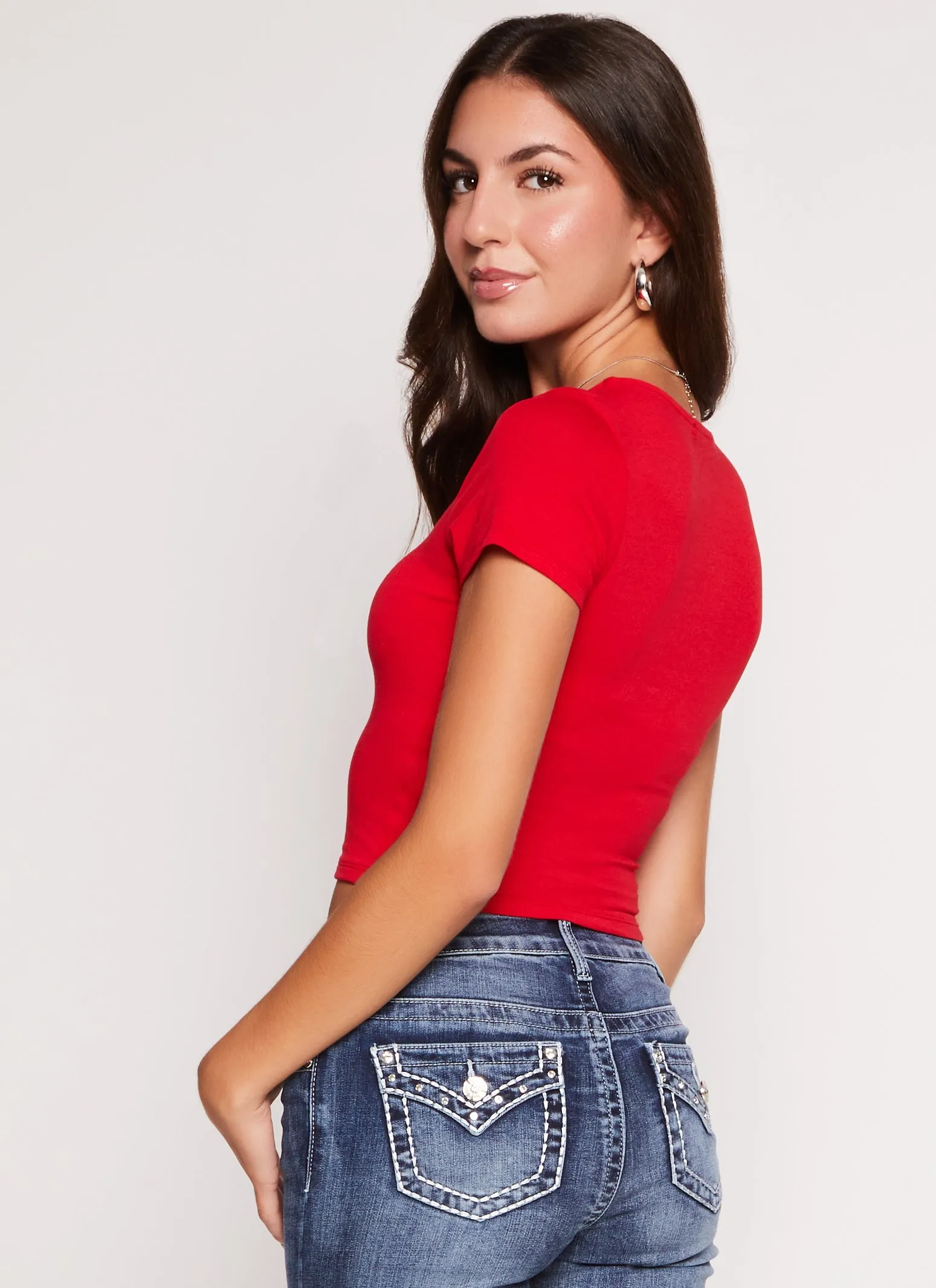 Basic Scoop Neck Cropped Tee sold by Rainbow product image thumbnail 3