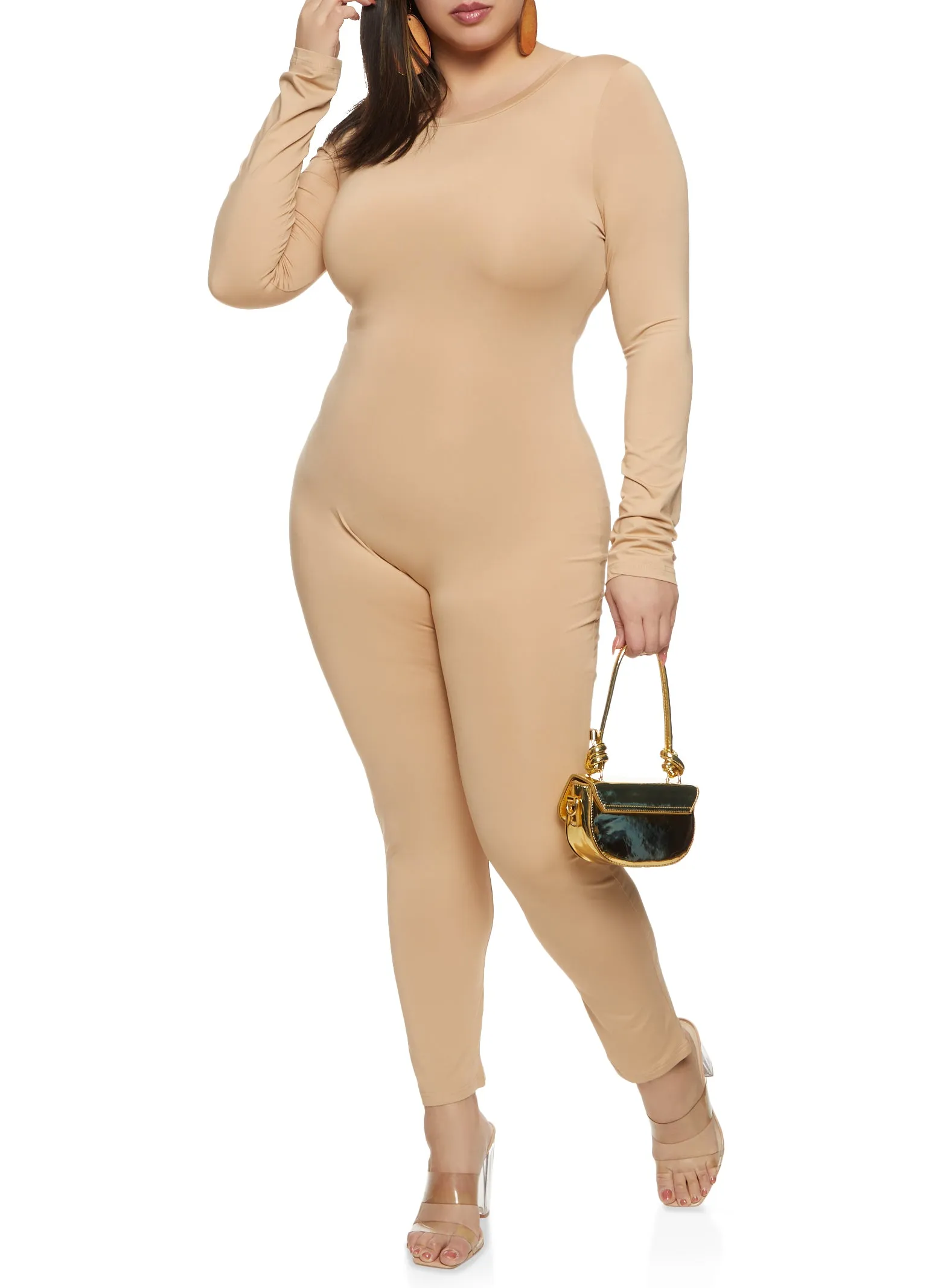 Plus Size Daisy Long Sleeve Crew Neck Catsuit sold by Rainbow