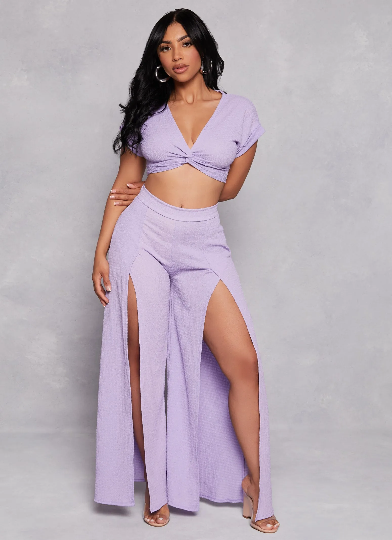 Fixed Cuff Twist Front Crop Top sold by Rainbow