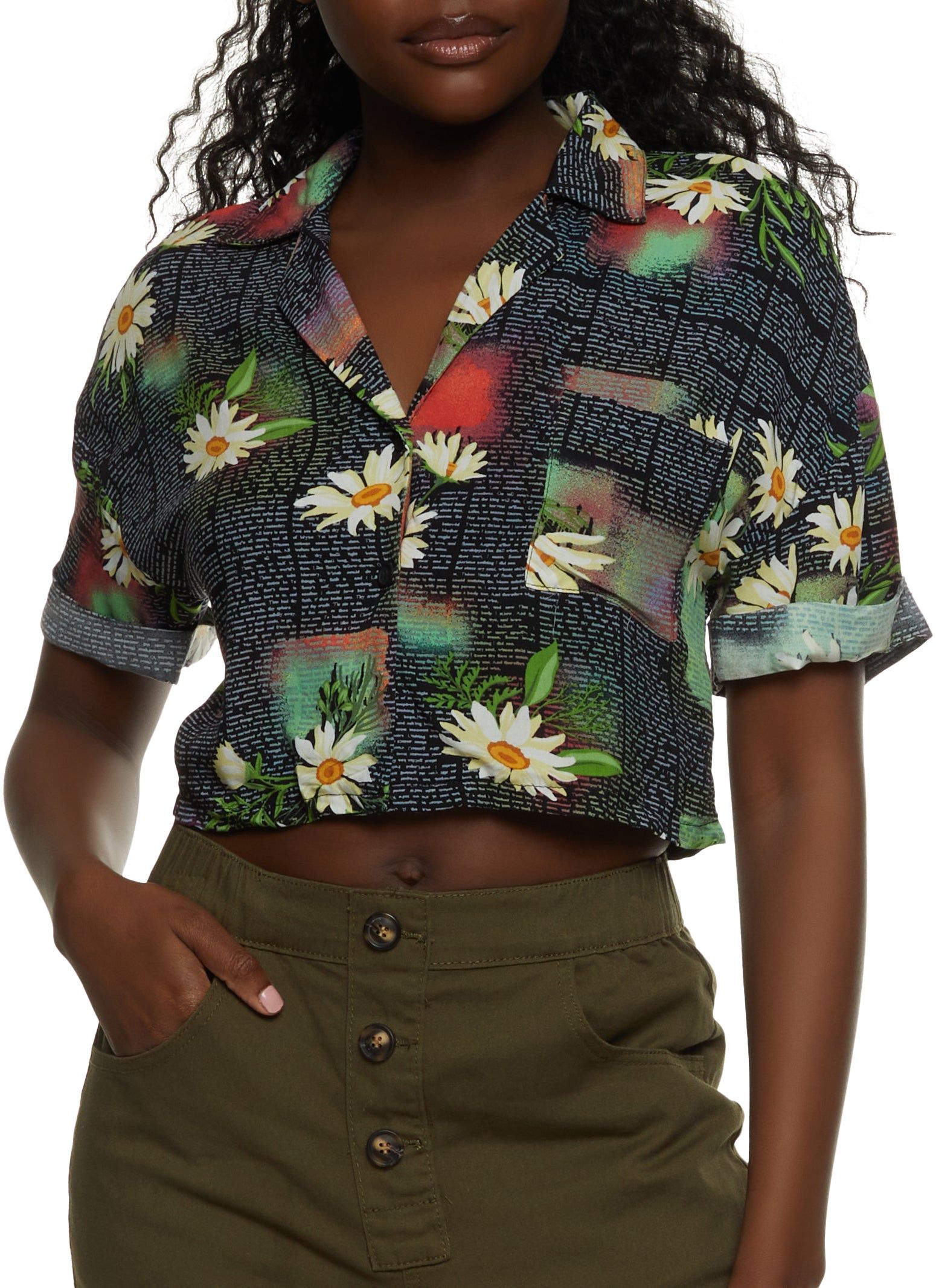 Abstract Patterned Short Sleeve Shirt sold by Rainbow
