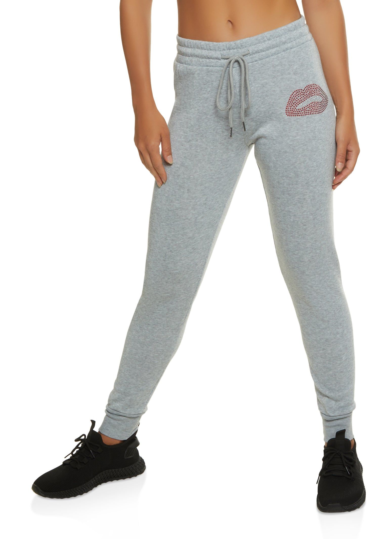 Rhinestone Studded Lip Graphic Joggers sold by Rainbow
