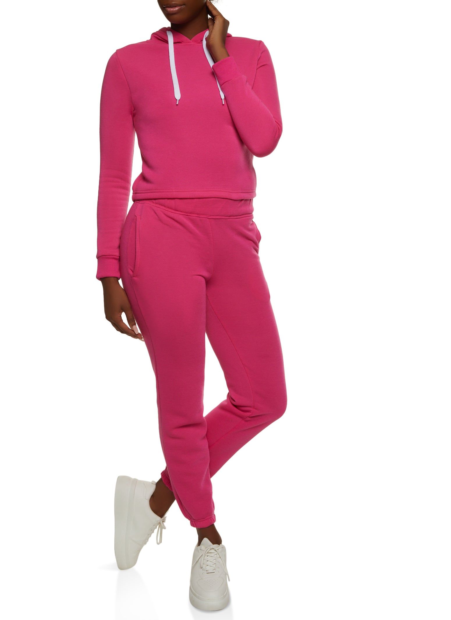 Fleece Hooded Cropped Sweatshirt sold by Rainbow product image thumbnail 2