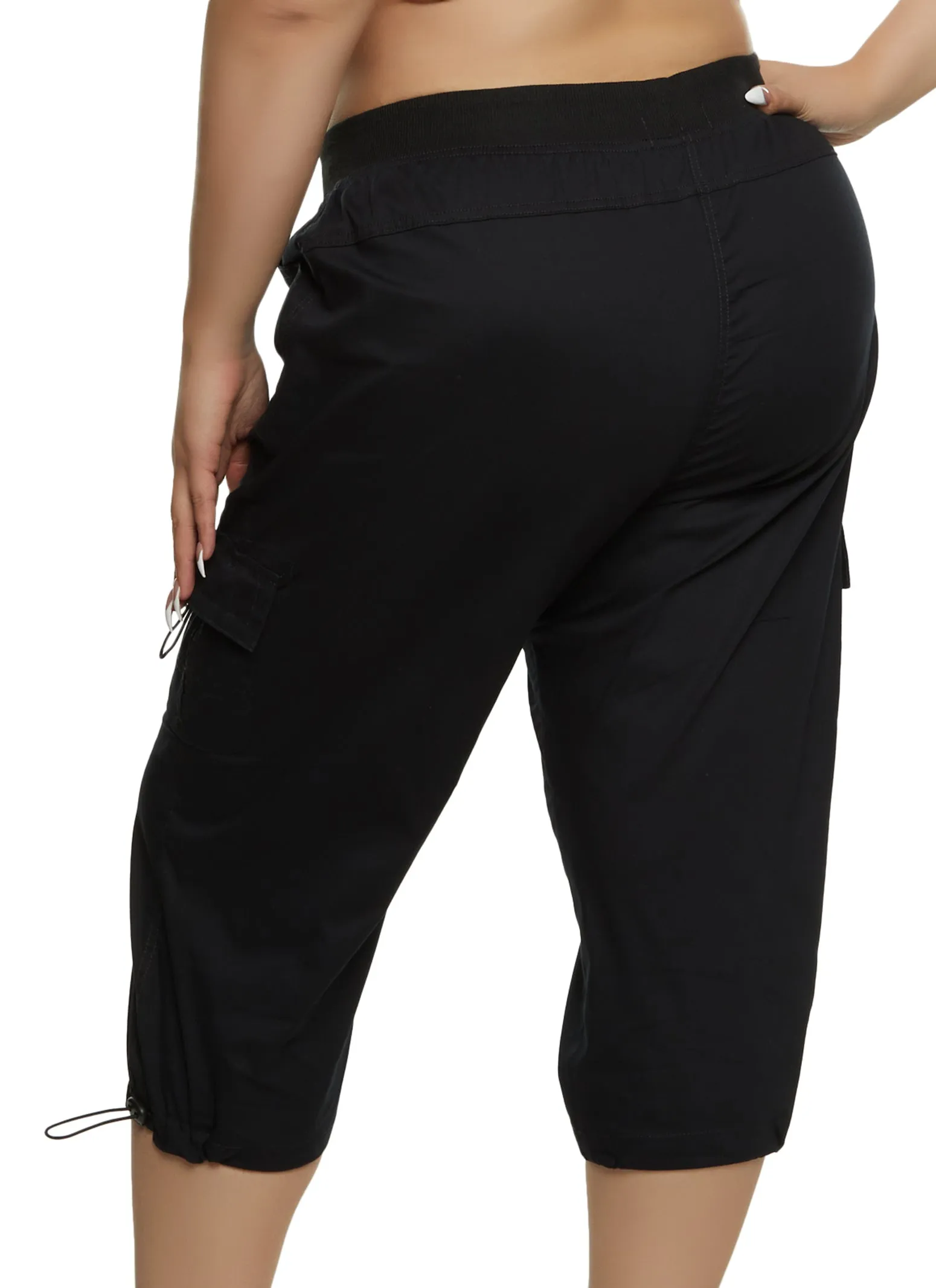 Plus Size Poplin Toggle Drawstring Cargo Capris sold by Rainbow product image thumbnail 3