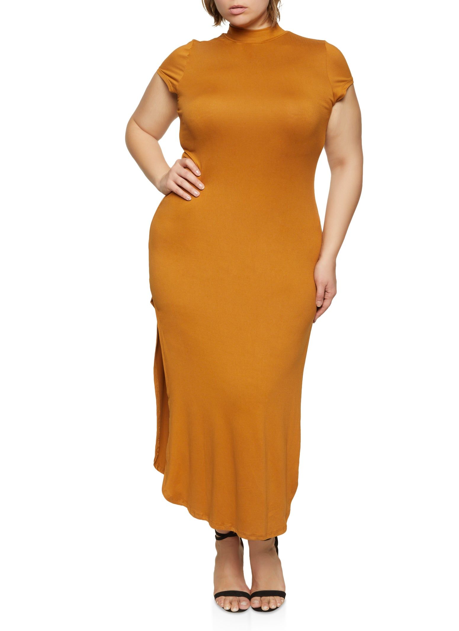 Plus Size Solid Mock Neck Maxi Dress sold by Rainbow product image thumbnail 2
