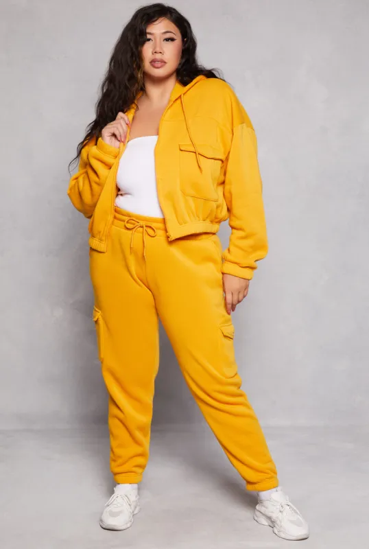 Plus Size Fleece Drawstring Cargo Joggers sold by Rainbow