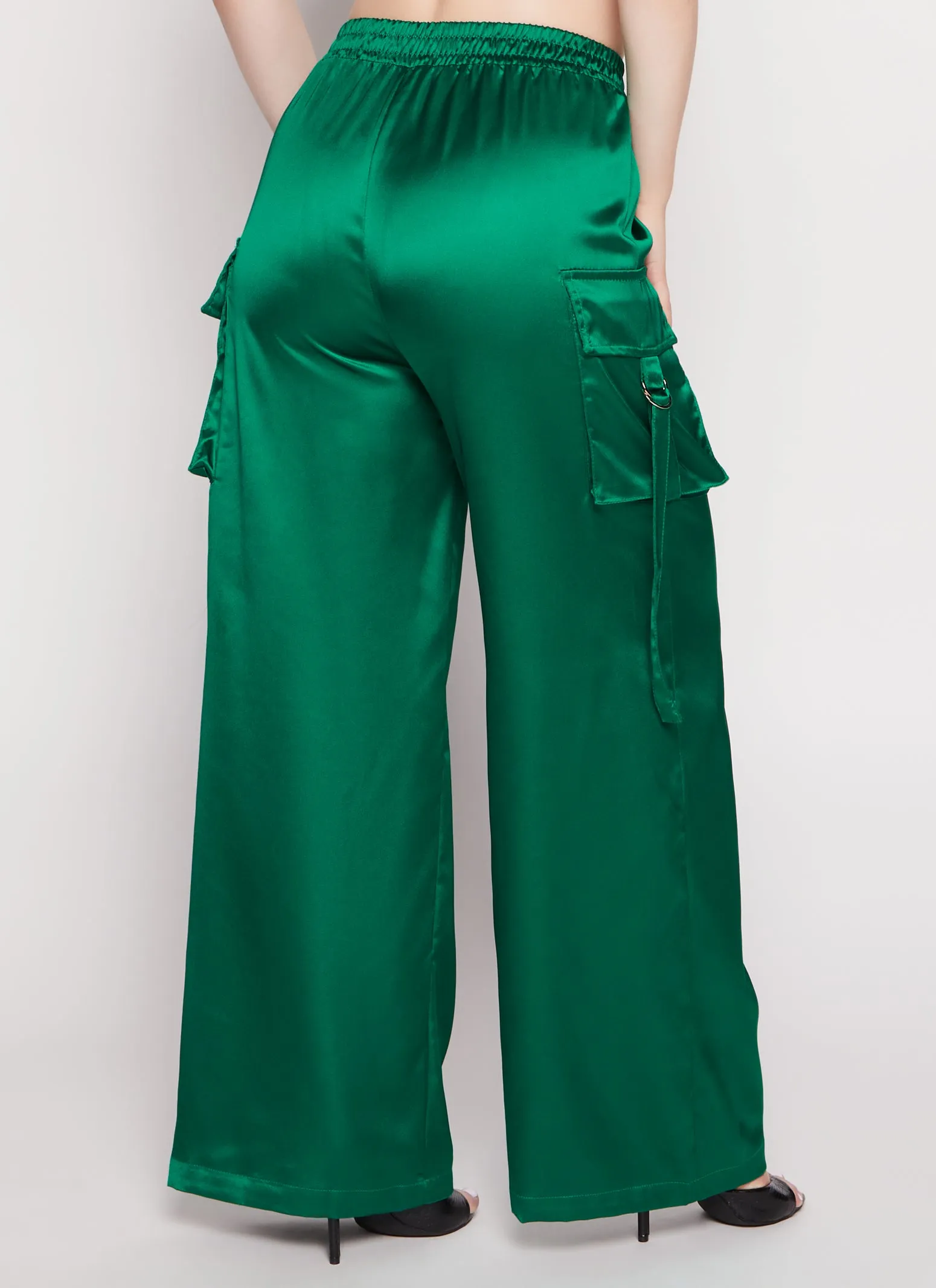 Satin Wide Leg Cargo Pocket Pants sold by Rainbow product image thumbnail 3