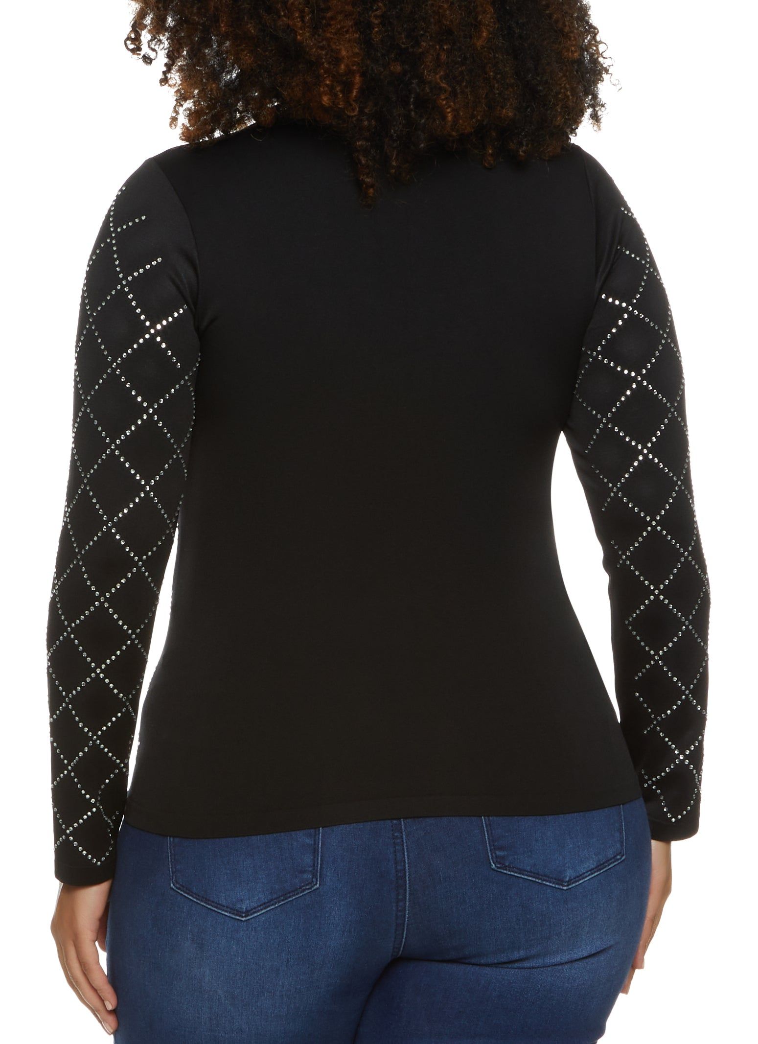 Plus Size Scoop Neck Rhinestone Printed T Shirt sold by Rainbow product image thumbnail 2