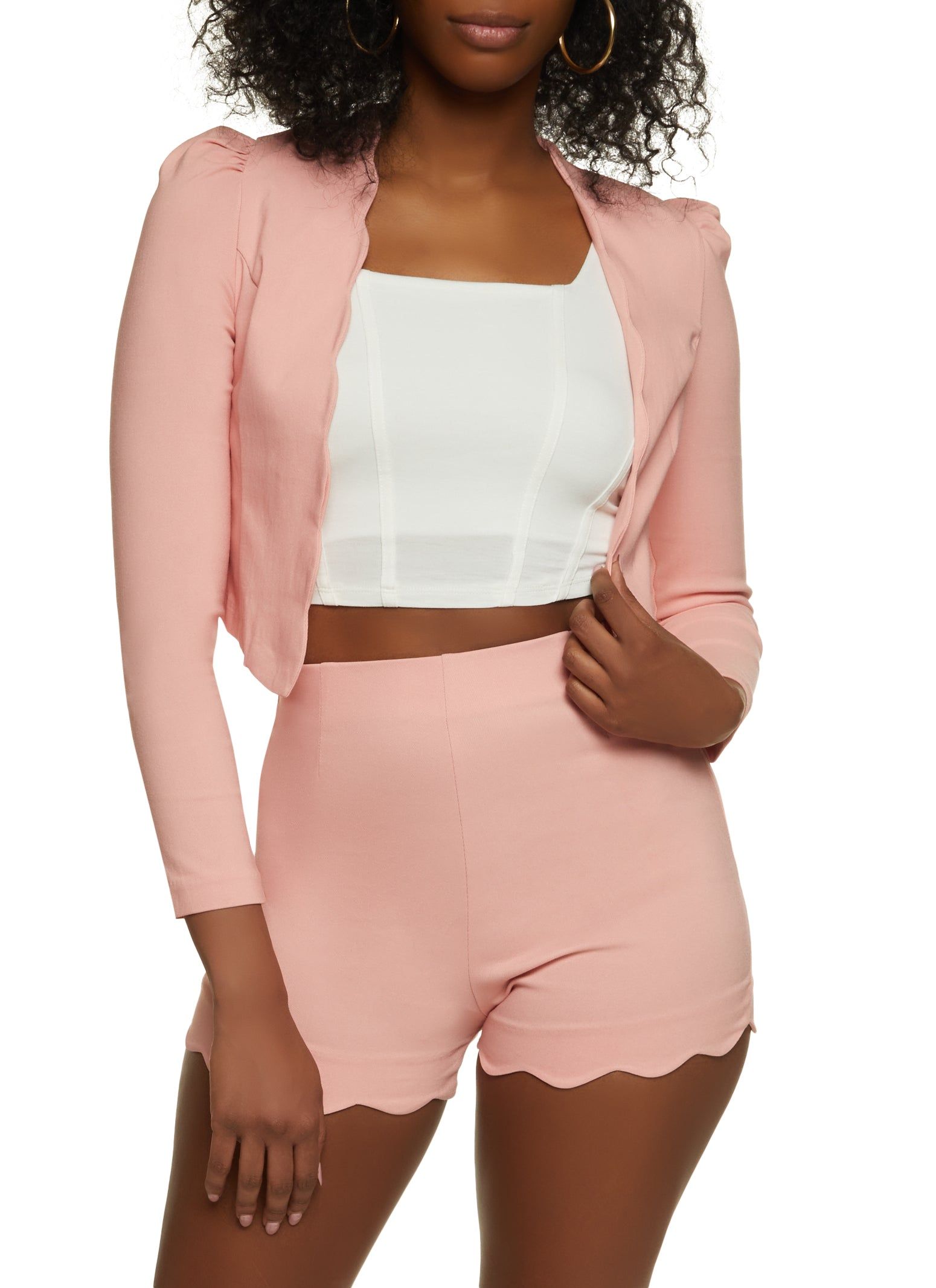 Scalloped Trim Cropped Blazer sold by Rainbow product image thumbnail 2
