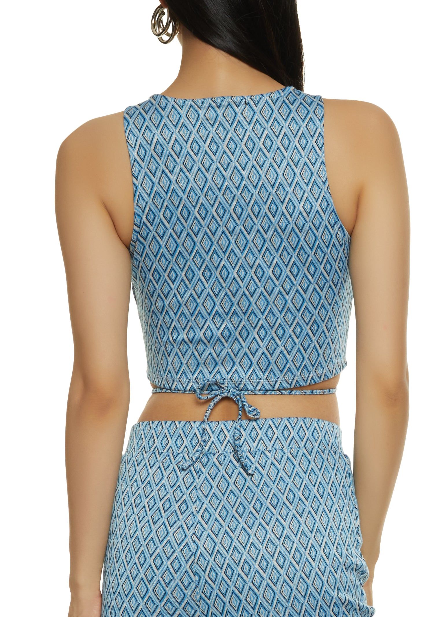 Geometric Print Lace Up Keyhole Top sold by Rainbow product image thumbnail 3