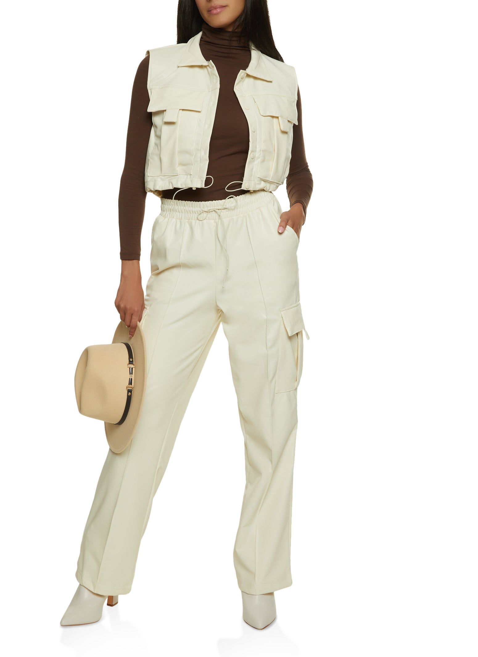 Faux Leather Pintuck Cargo Pants sold by Rainbow product image thumbnail 2