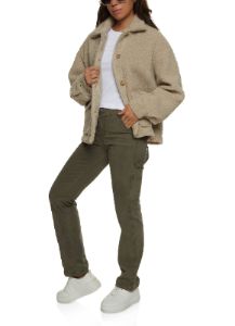 Twill Mid Rise Straight Leg Cargo Pants sold by Rainbow