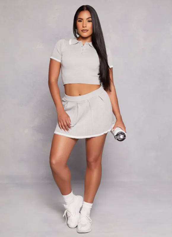 Daisy Contrast Trim Pleated Tennis Skirt sold by Rainbow