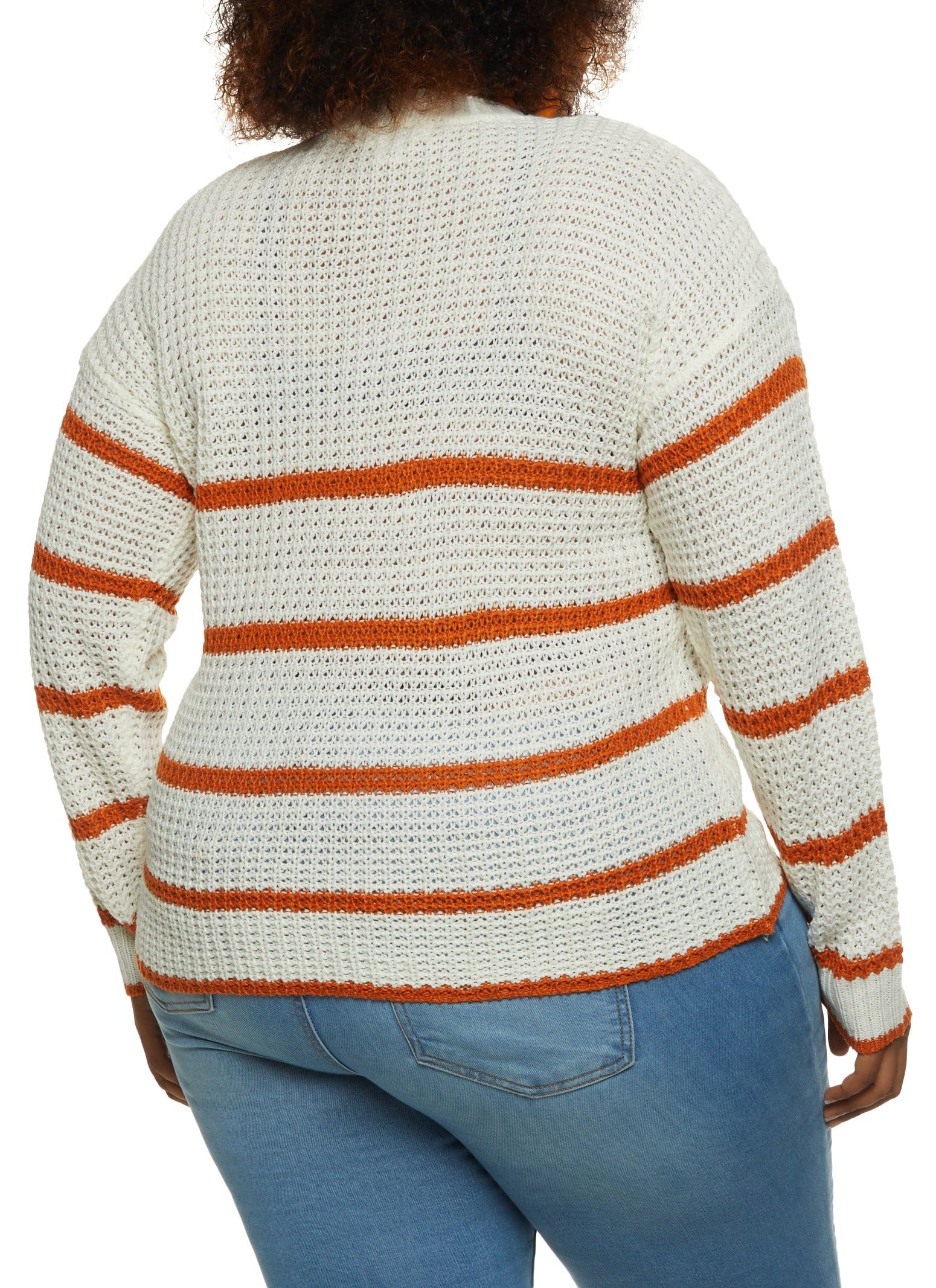 Plus Size Crew Neck Striped Pullover Sweater sold by Rainbow product image thumbnail 2