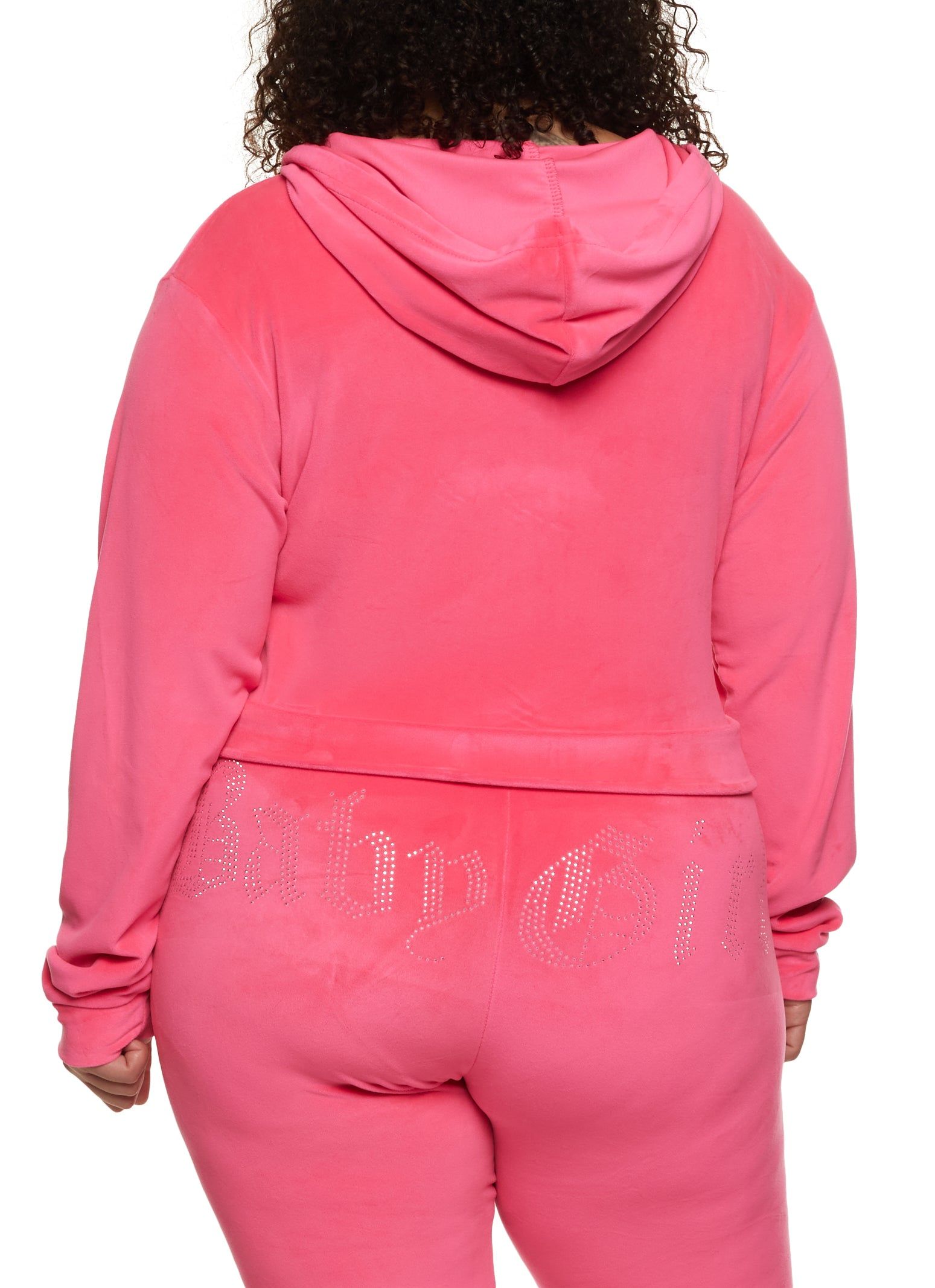 Plus Size B Initial Rhinestone Studded Hoodie sold by Rainbow product image thumbnail 3
