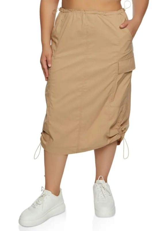 Plus Size Toggle Drawstring Hem Cargo Skirt sold by Rainbow