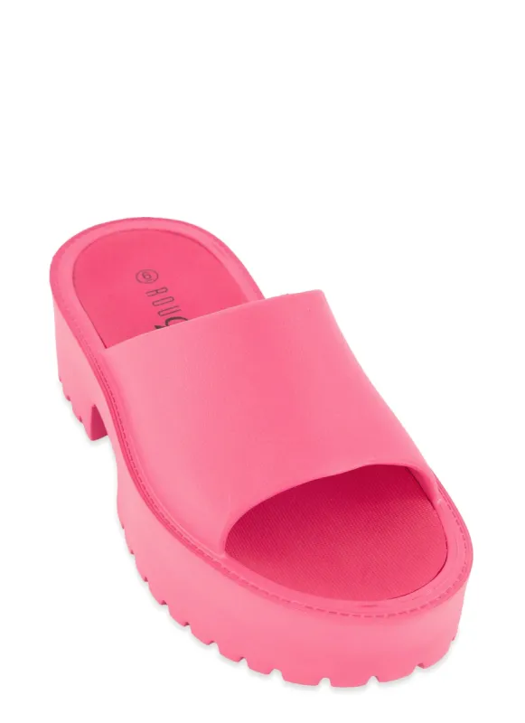 Single Band Platform Slide Sandals sold by Rainbow