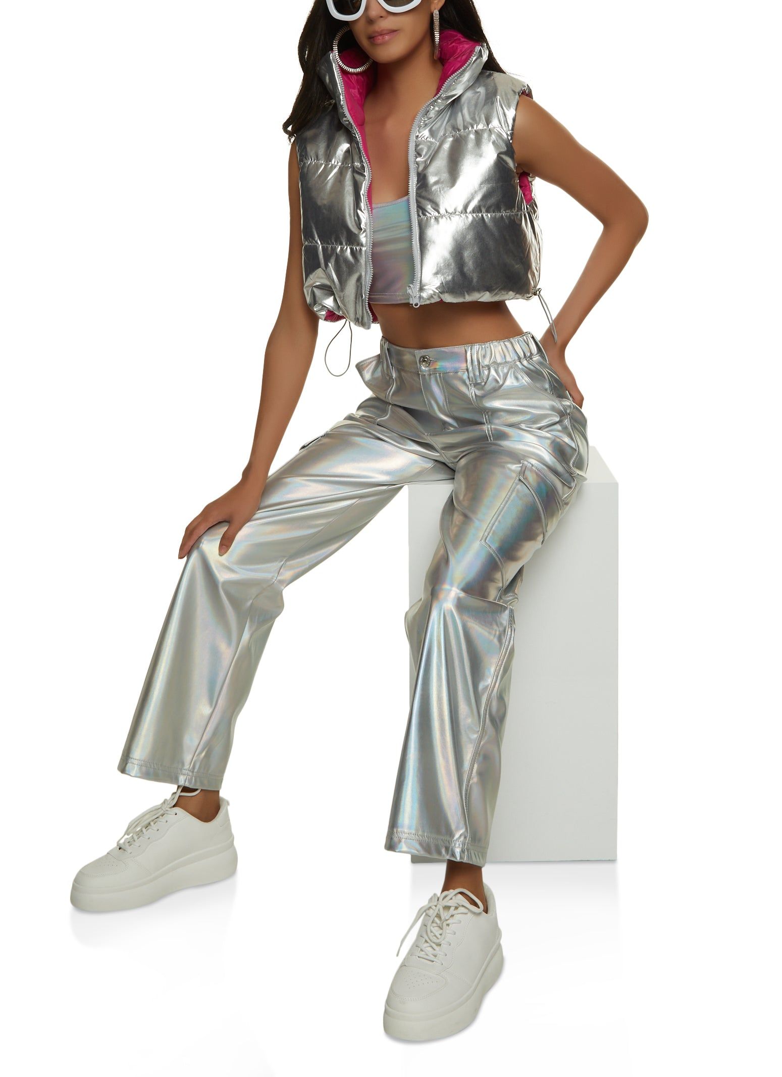 Iridescent Wide Leg Cargo Pants sold by Rainbow product image thumbnail 2