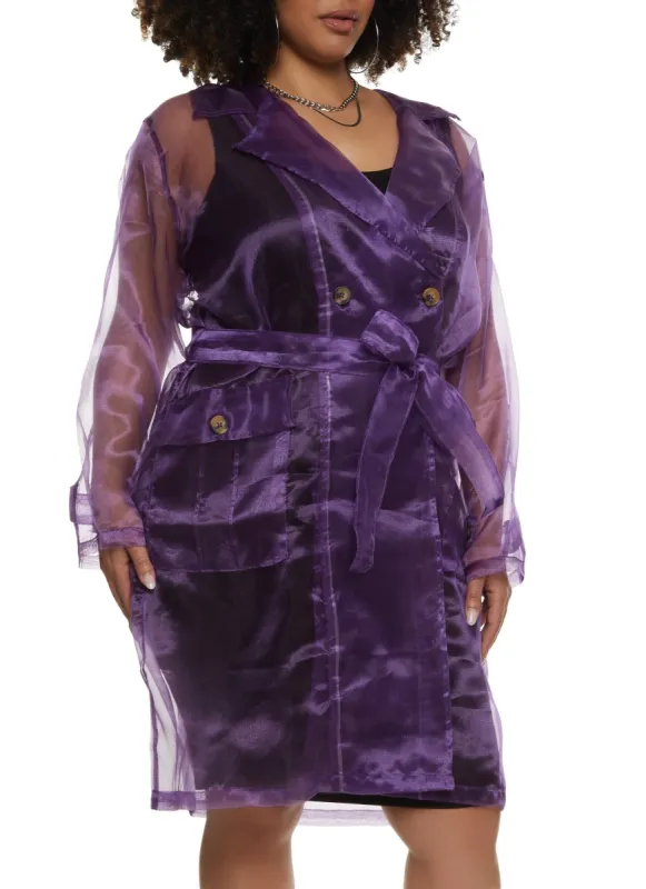 Plus Size Organza Trench Coat sold by Rainbow