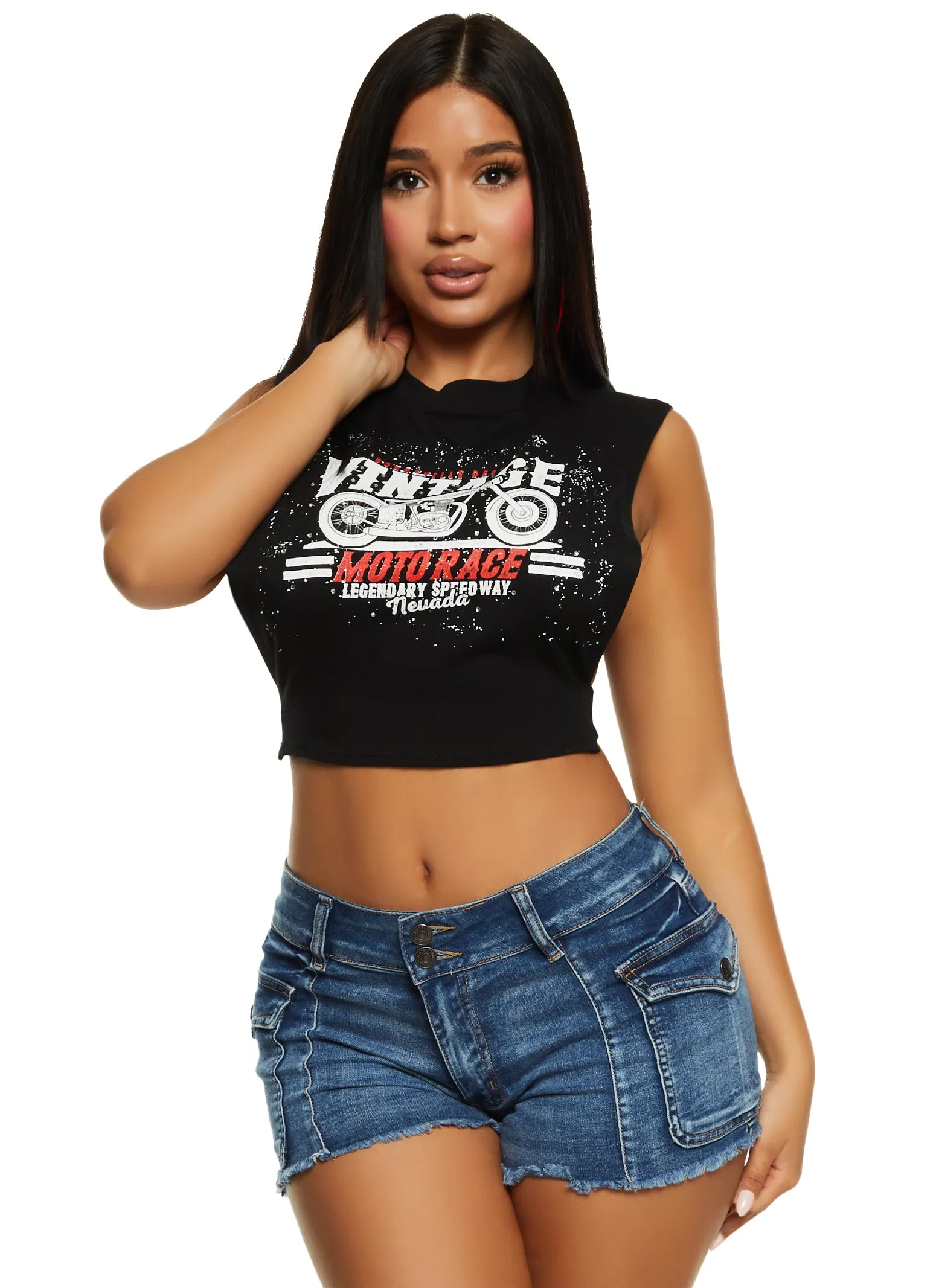 Vintage Motorace Cropped Muscle Tee sold by Rainbow product image thumbnail 2