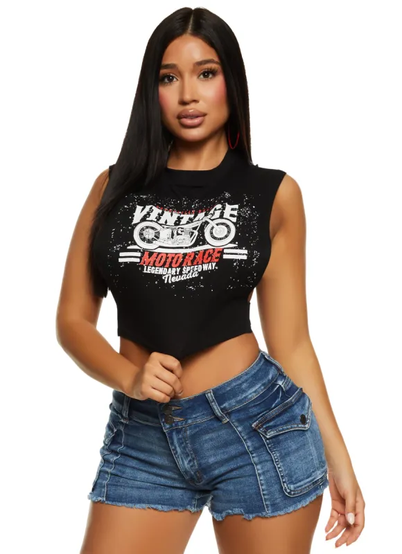 Vintage Motorace Cropped Muscle Tee sold by Rainbow