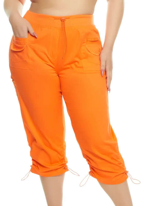 Plus Size High Waisted Toggle Drawstring Capri Pants sold by Rainbow